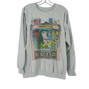 Vintage Nashville Sweatshirt Tee Jays Size XL Art WDCN Double Sided Artsy Funky